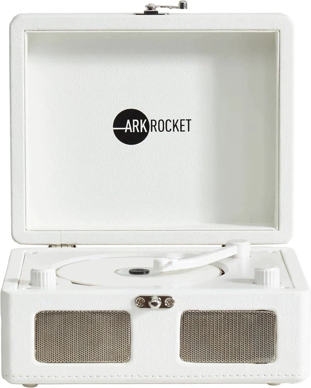 Alt view image 2 of 7 - Portable Mini Bluetooth CD Player Retro Mint Green Bluetooth Speaker | Plays CDs, Radio, USB & AUX | Compact Portable Stereo with Rechargeable Battery - White