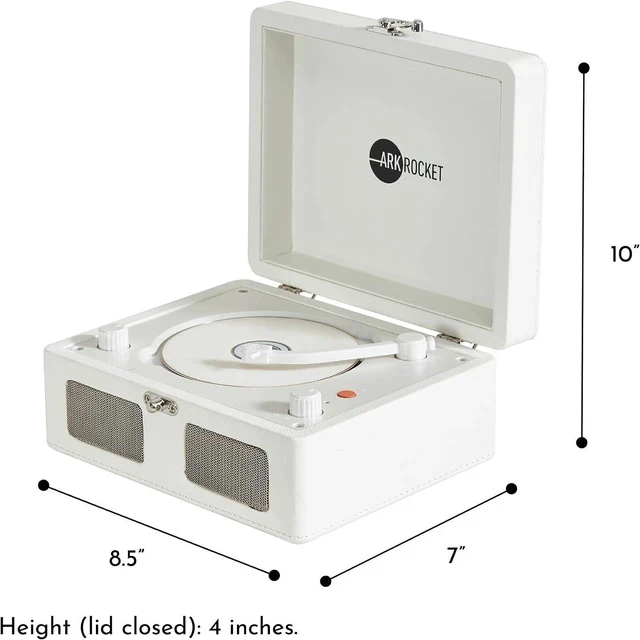 Alt view image 7 of 7 - Portable Mini Bluetooth CD Player Retro Mint Green Bluetooth Speaker | Plays CDs, Radio, USB & AUX | Compact Portable Stereo with Rechargeable Battery - White