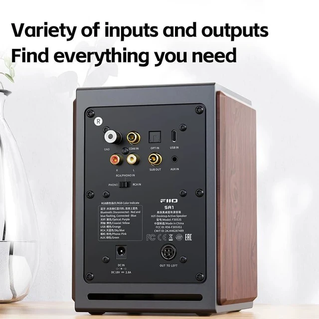Alt view image 5 of 7 - SA1 High-Fidelity Desktop Speaker. 31-Band PEQ, LDAC Bluetooth,20W2+5W2 Output, Phono Preamp, Wood Fiber Woofer, Aluminum-Magnesium Tweeter (White)