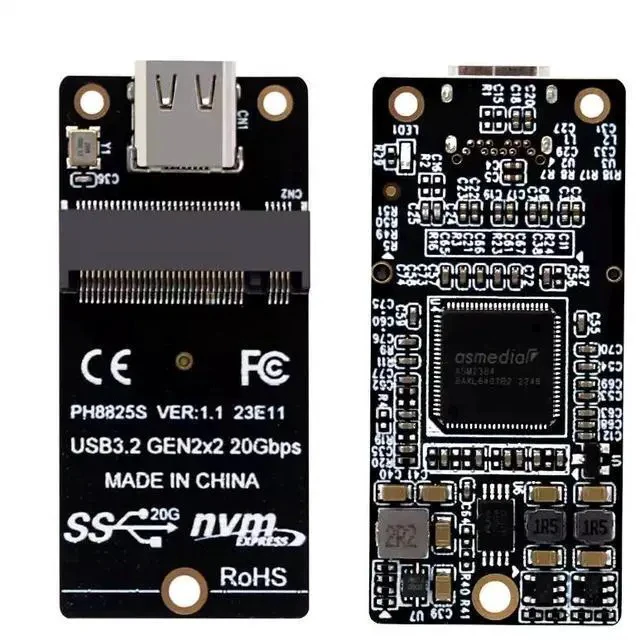 Alt view image 2 of 4 - M.2 to USB-C NVMe SSD Adapter Board ASM2364 Bridge Chip, USB 3.2 Gen2x2 20Gbps, Supports 2230/2242/2260/2280 NVMe Drives, Plug-and-Play