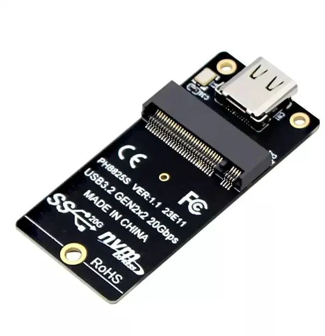 Alt view image 4 of 4 - M.2 to USB-C NVMe SSD Adapter Board ASM2364 Bridge Chip, USB 3.2 Gen2x2 20Gbps, Supports 2230/2242/2260/2280 NVMe Drives, Plug-and-Play
