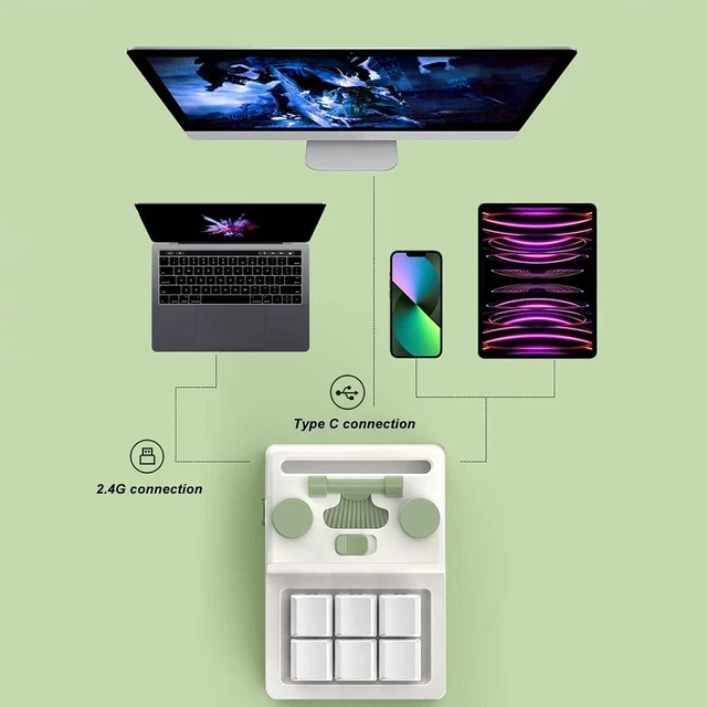 Alt view image 7 of 7 - Mini 6 Key Bluetooth Mechanical Keypad, Multifunctional Shortcut Programmable Macro Keyboard with RGB Lighting Hot Swappable for Gaming