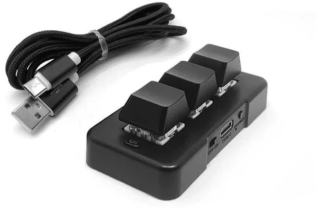 Main image of Mini 3-Key Mechanical Gaming Keyboard, RGB Backlight, Programmable Macro Keys with Software for PC, Wired USB Bluetooth 2.4G Connectivity