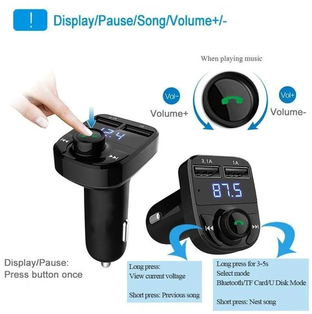 Alt view image 4 of 7 - X8 Car Bluetooth Receiver & Charger Lossless Audio FM Transmitter, Plug-in Car MP3 Bluetooth Player for Music Streaming & Hands-Free Calling