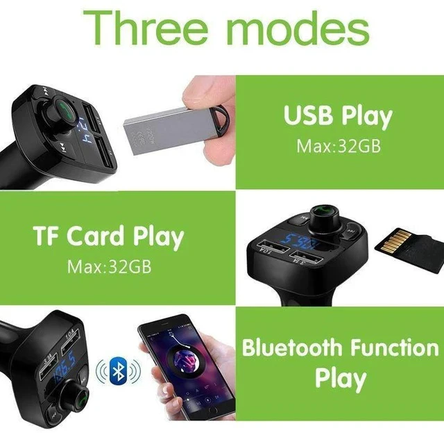 Alt view image 6 of 7 - X8 Car Bluetooth Receiver & Charger Lossless Audio FM Transmitter, Plug-in Car MP3 Bluetooth Player for Music Streaming & Hands-Free Calling