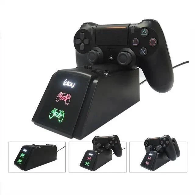 Alt view image 4 of 6 - Dual Charging Station for PS4 Controller 2-Slot Gamepad Charger Dock, Compatible with PS4/PS4 Slim/PS4 Pro, with LED Indicator- black