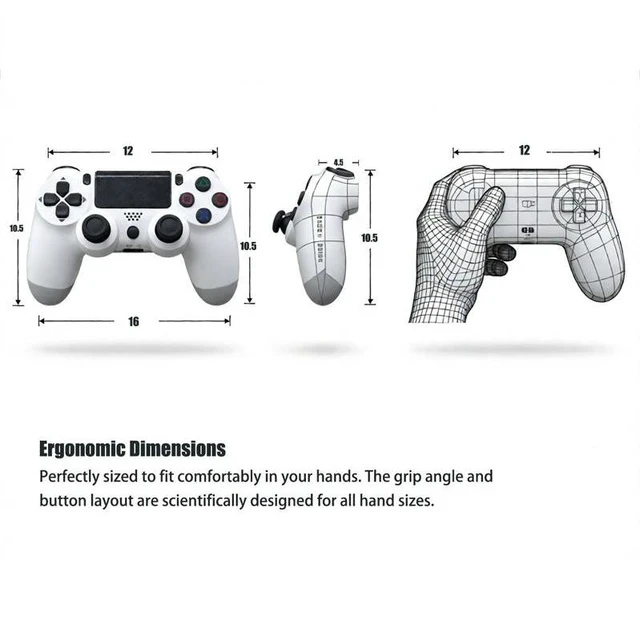 Alt view image 3 of 3 - Wireless Bluetooth P4 Gamepad with Dual Vibration and 6-Axis Gyro Compatible with PS4/PS4 Slim/Pro and PC, Ergonomic Controller for Gaming