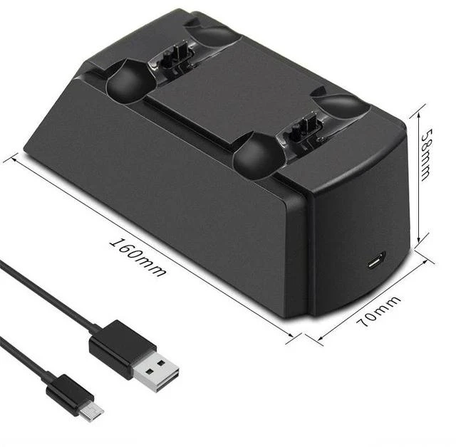 Alt view image 6 of 6 - Dual Charging Station for PS4 Controller 2-Slot Gamepad Charger Dock, Compatible with PS4/PS4 Slim/PS4 Pro, with LED Indicator- black