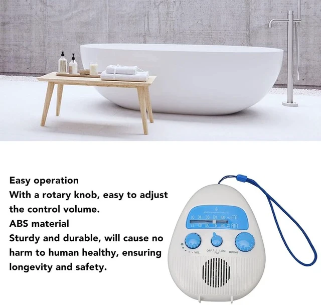 Alt view image 4 of 7 - Shower Radio, AM FM Radio, Portable ABS Bathroom Radio Built in Speaker Battery Operated Shower Radio
