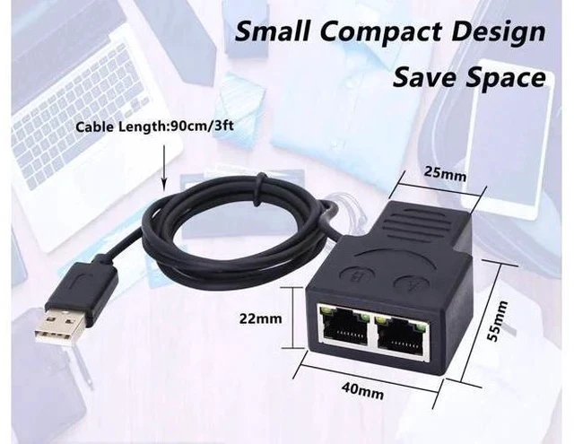 Alt view image 6 of 7 - 1 to 2 Port RJ45 Ethernet Splitter Adapter, 1 Female to 2 Female LAN Cable Splitter, Allow 2 Devices to Access Network Simultaneously, Compatible with Cat5 Cat5e Cat6 Ethernet Cables