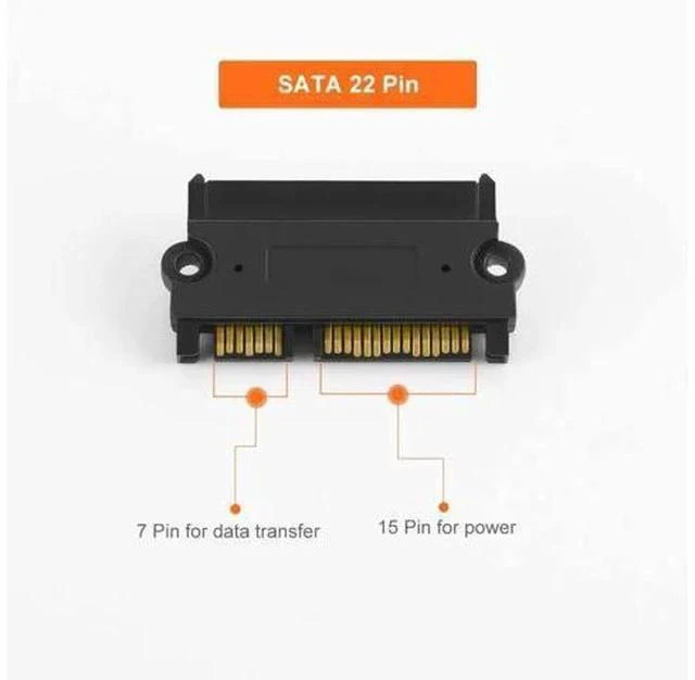 Main image of 22 Pin (7+15) SATA Male to Female Extension Adapter, Slim SATA Extender Converter for 2.5 Inch HDD SSD, Black