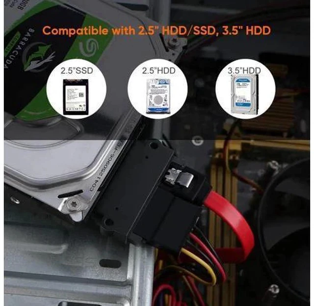 Alt view image 2 of 4 - 22 Pin (7+15) SATA Male to Female Extension Adapter, Slim SATA Extender Converter for 2.5 Inch HDD SSD, Black