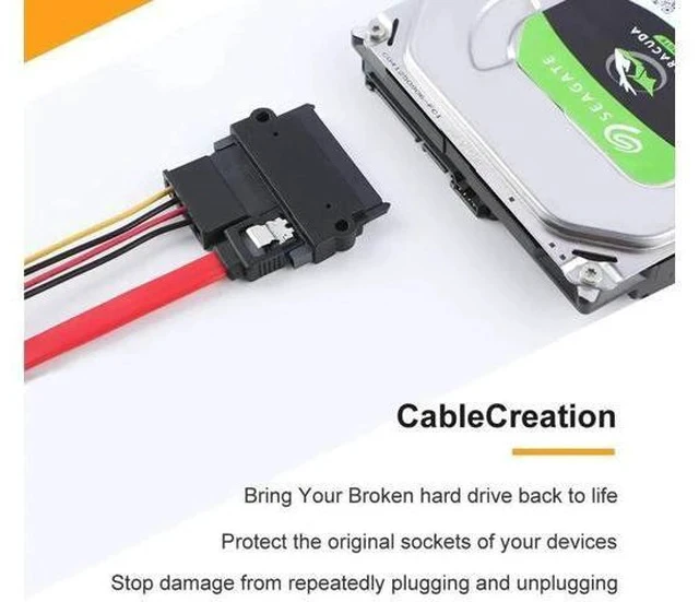 Alt view image 4 of 4 - 22 Pin (7+15) SATA Male to Female Extension Adapter, Slim SATA Extender Converter for 2.5 Inch HDD SSD, Black