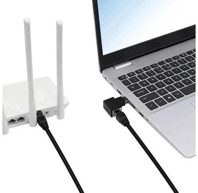 Alt view image 5 of 5 - 2 Pack Left 90 Degree RJ45 Male to Female Right Angle Ethernet Adapter, 8P8C LAN Cable Elbow Extender, Compatible with Cat5/Cat5e/Cat6 Network Cables