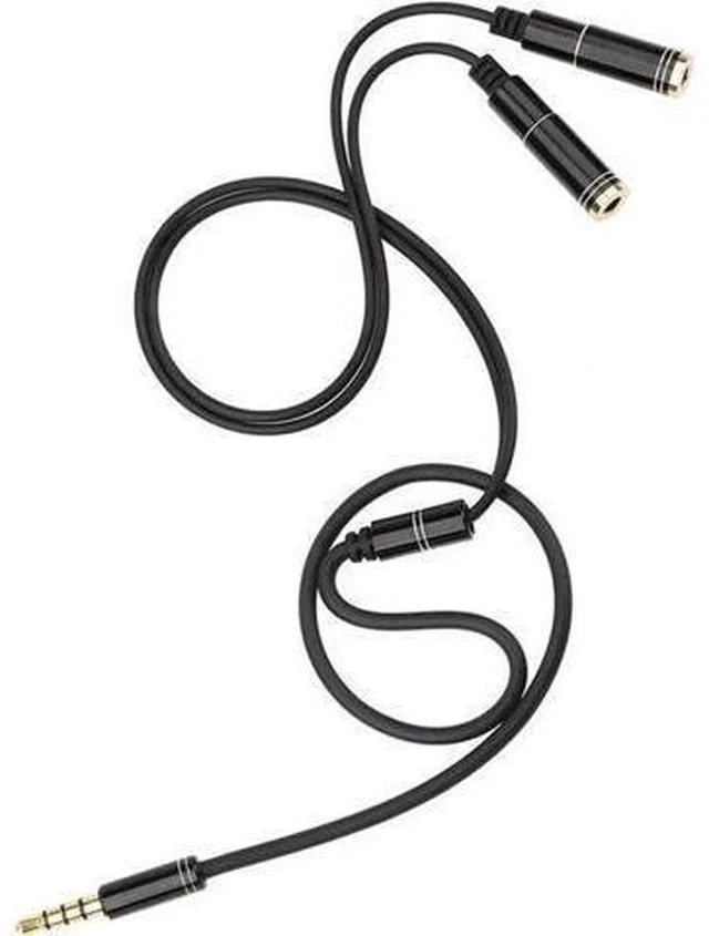 Alt view image 2 of 5 - 3.5mm 4-Pole Audio Splitter Cable, Male to Dual Female Headphone & Microphone Aux Adapter, Compatible with Android Phones, iPhones, Laptops & Headsets