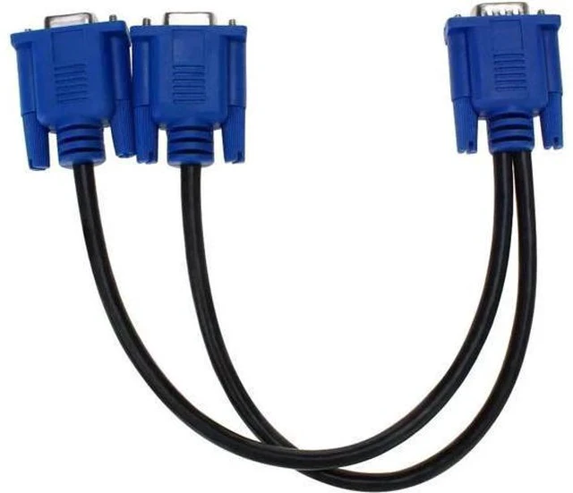 Alt view image 4 of 7 - 1FT VGA Y Splitter Cable, 1 VGA Male to Dual VGA Female Video Splitter Adapter for Screen Duplication