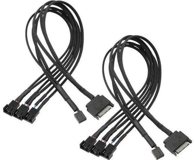 Main image of 2 Pack SATA Power to 3/4 Pin PWM Fan Splitter Hub, 12V Desktop Chassis Cooling Fan Power Adapter