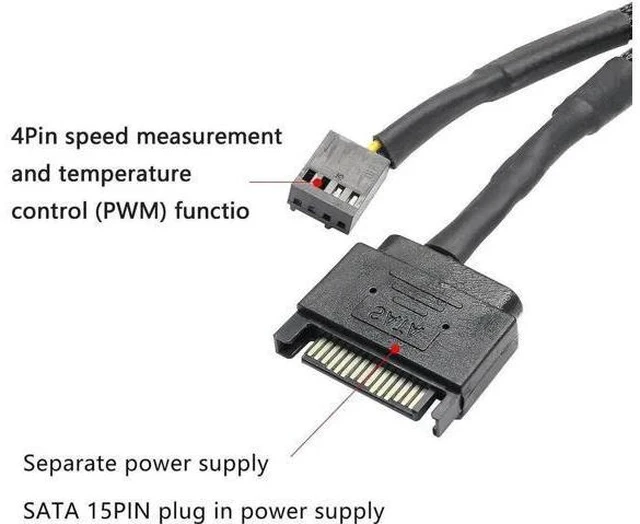 Alt view image 6 of 6 - 2 Pack SATA Power to 3/4 Pin PWM Fan Splitter Hub, 12V Desktop Chassis Cooling Fan Power Adapter