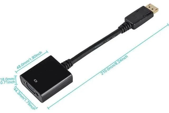 Alt view image 4 of 7 - Black 20Pin DisplayPort Male to 15Pin VGA Female Adapter, 1080P DP to VGA Converter for MacBook ThinkPad PC Laptop Monitor Projector