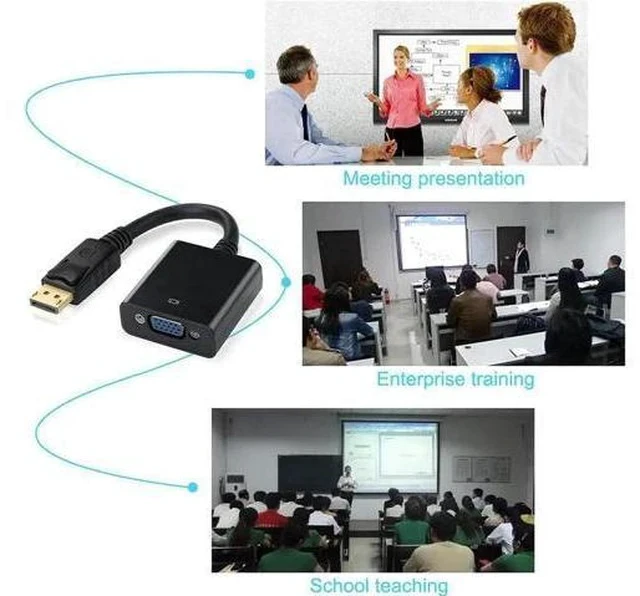Alt view image 7 of 7 - Black 20Pin DisplayPort Male to 15Pin VGA Female Adapter, 1080P DP to VGA Converter for MacBook ThinkPad PC Laptop Monitor Projector