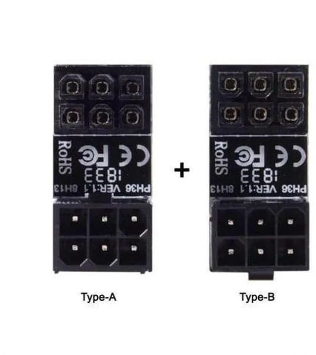 Alt view image 3 of 7 - 2 Pack 180 Degree Angled ATX 6Pin GPU Power Connector Adapter for Desktop Graphics Cards