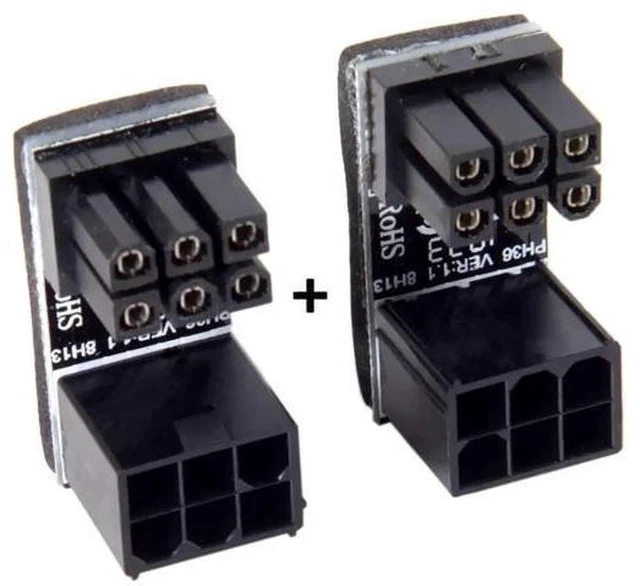 Alt view image 6 of 7 - 2 Pack 180 Degree Angled ATX 6Pin GPU Power Connector Adapter for Desktop Graphics Cards