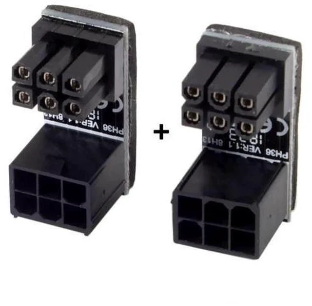 Alt view image 7 of 7 - 2 Pack 180 Degree Angled ATX 6Pin GPU Power Connector Adapter for Desktop Graphics Cards