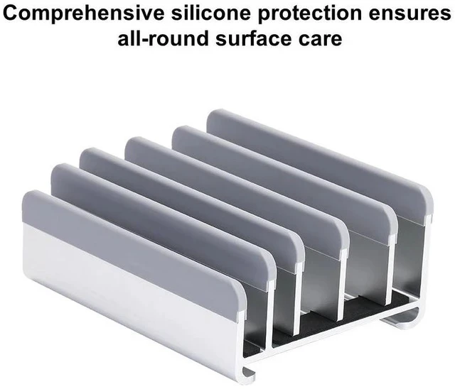 Alt view image 4 of 6 - N17-7 Vertical Laptop Stand with 5 Slots, Aluminum Adjustable Width Notebook Holder for Multiple Devices, Space-Saving Desktop Organizer