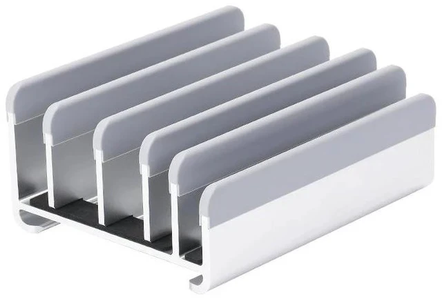 Alt view image 6 of 6 - N17-7 Vertical Laptop Stand with 5 Slots, Aluminum Adjustable Width Notebook Holder for Multiple Devices, Space-Saving Desktop Organizer