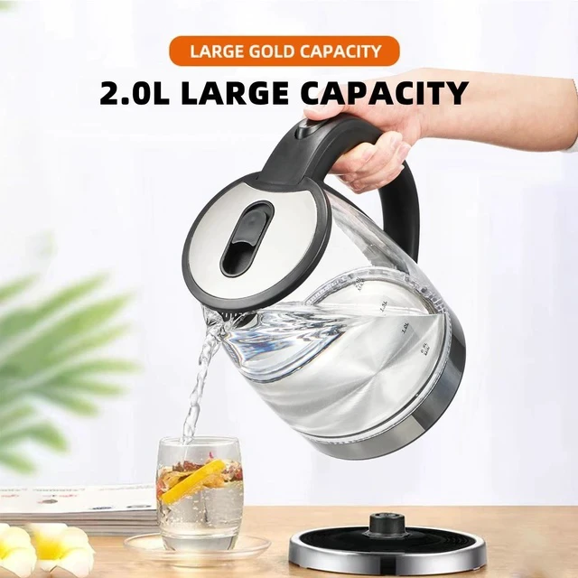 Alt view image 4 of 7 - US Standard 2L Blue Light Glass Electric Kettle Automatic Shut-Off, Anti-Scald, BPA-Free Borosilicate Glass, Fast Boil, 110V