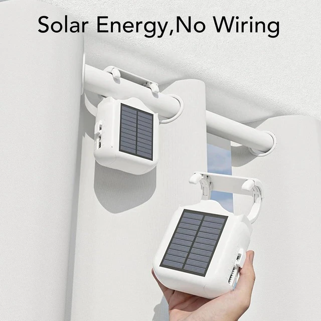 Alt view image 2 of 7 - Automatic Curtain Opener Solar Powered, Smart Curtain Motor with APP & Remote Control, Compatible with Roman Rod U I Track, Voice Control for Home, Timed Auto Curtains Closer