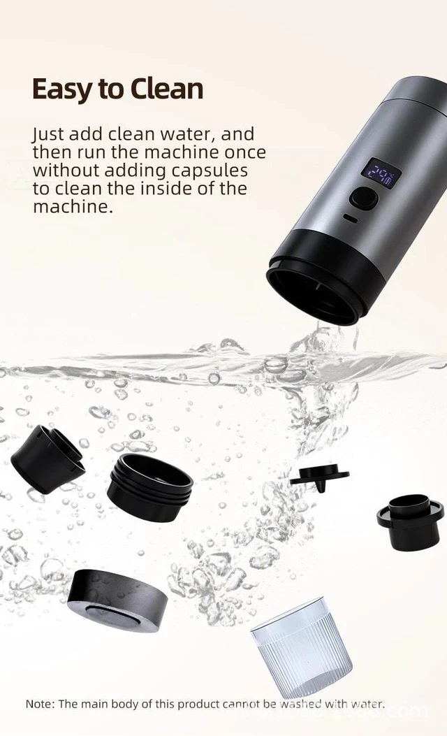 Alt view image 6 of 7 - Wireless Portable Espresso Machine Rechargeable Battery Powered, Supports Coffee Capsules & Grounds, 20Bar Pressure, Compact Travel Design