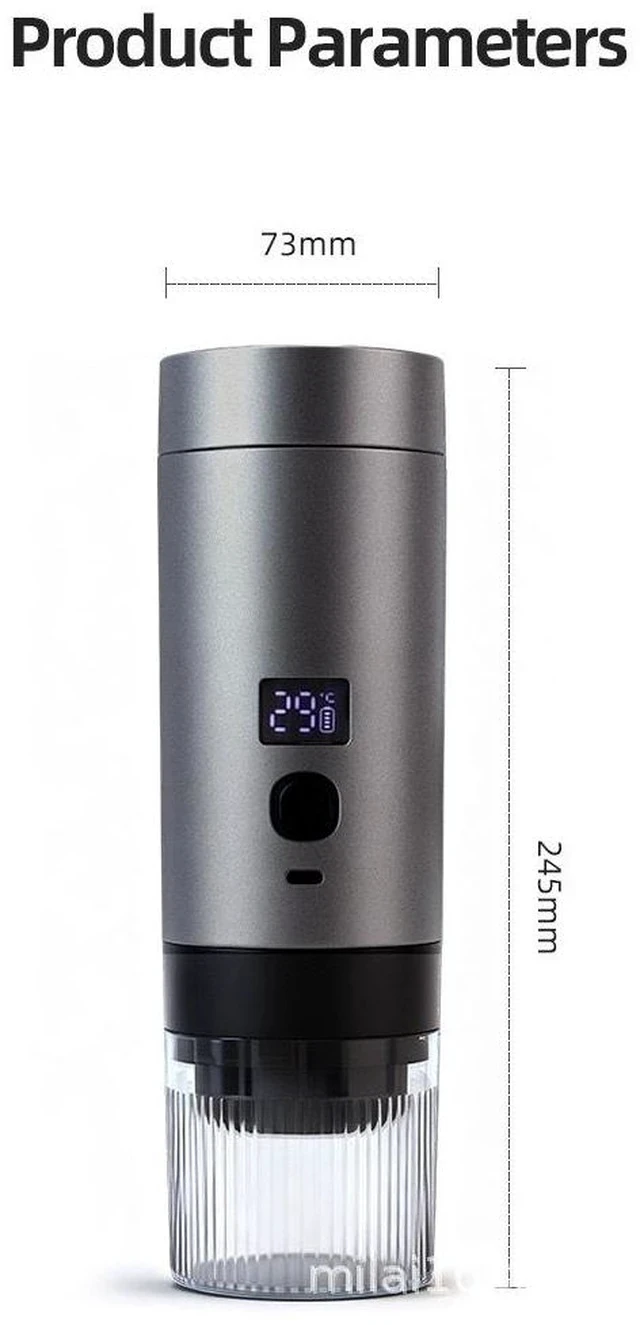 Alt view image 7 of 7 - Wireless Portable Espresso Machine Rechargeable Battery Powered, Supports Coffee Capsules & Grounds, 20Bar Pressure, Compact Travel Design