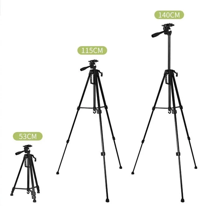 Alt view image 3 of 4 - Portable 3366 Tripod Stand Multi-Function Floor Tripod for Phone/Live Streaming/Vlog/Photography, Selfie Video Recording, Lightweight & Adjustable - black