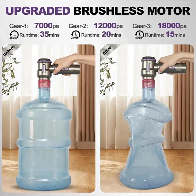 Alt view image 6 of 7 - Air Duster for PC, 200000RPM Compressed Air, Mini Vacuum 2-in-1, Runtime Up to 35 mins, Brushless Motor Electric Air Blower with 3 Gear and Rechargeable Battery - Canned Air-Keyboard Cleaner