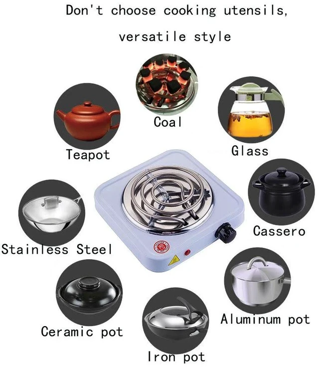Alt view image 3 of 7 - 110V US Standard Multifunctional Electric Hot Plate Portable Mini Electric Stove for Home, Office, Tea/Coffee Making