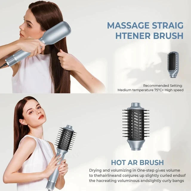 Alt view image 4 of 7 - 5-in-1 Multifunctional Hot Air Styler with Negative Ion Technology High-Speed Hair Dryer Brush, Auto-Curling Wand, Straightening Comb & Volumizing Set for All Hair Types