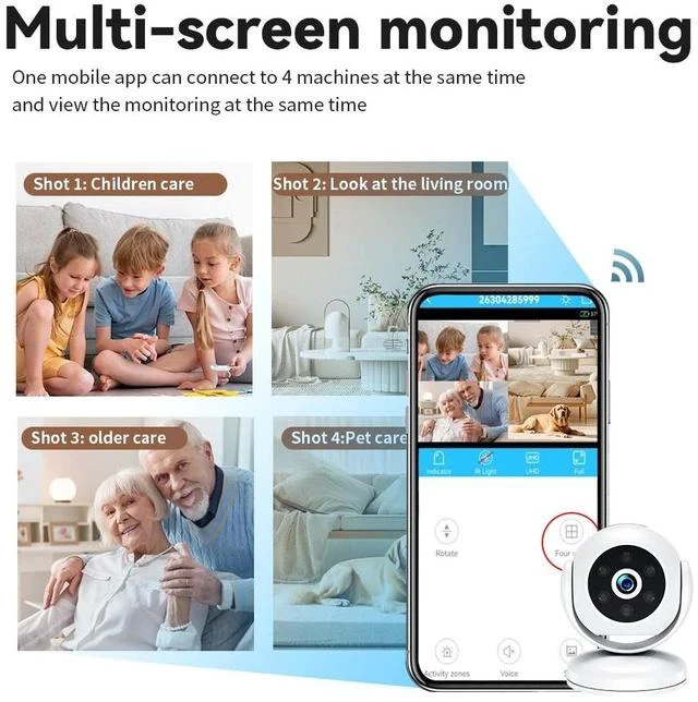 Alt view image 4 of 7 - A5 Smart Ultra-Wide Angle Mini Camera 1080P HD Infrared Night Vision Security Monitor, Baby/Nanny Camera - white