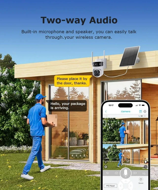 Alt view image 5 of 7 - 15X Zoom Solar Security Camera, 6MP Wireless Outdoor PTZ, 355° Pan 90° Tilt, Color Night Vision, PIR Human Detection, 4G/WiFi Dual Connectivity, IP66 Weatherproof