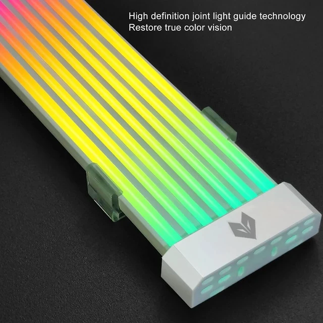 Alt view image 5 of 7 - RGB Power Extension Cable Kit - ARGB Motherboard Power Supply Cable, 24 Pin ATX Cable 5V 3Pin Synchronized PSU with LED Diffused Soft Silicone Tube