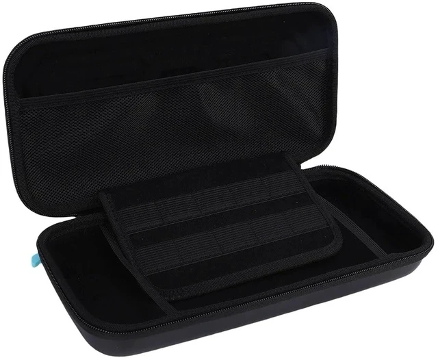 Alt view image 2 of 7 - Portable 2 Console Case | Hard PU Shell Shockproof Storage Bag with 10 Game Card Slots, Accessories Compartment, Double Zippers for Travel