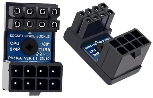 Main image of 2 Pack 360° Up & Down Angled EPS 8Pin Power Adapter, Male to Female Header for CPU 12V Power Supply