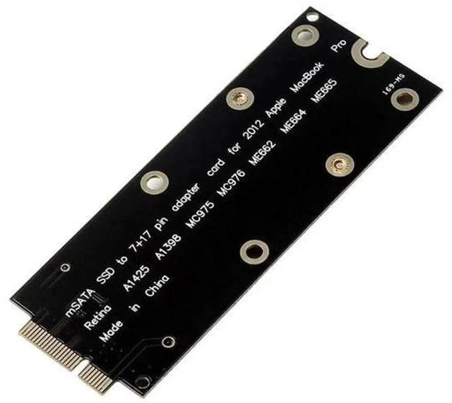 Alt view image 4 of 4 - mSATA Mini PCIe SATA SSD to 7+17Pin Adapter Card, 2012 MacBook Proprietary SSD Converter Compatible with A1425 A1398 MC975 MC976