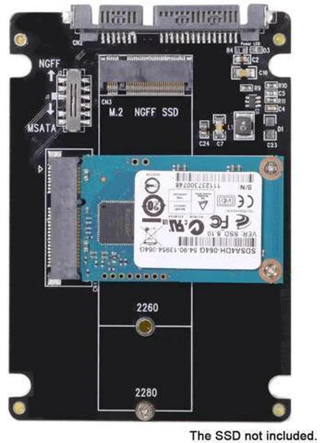 Alt view image 2 of 7 - M.2 NGFF B-Key + mSATA to SATA 3.0 Adapter Enclosure With Power Switch Dual SSD Converter