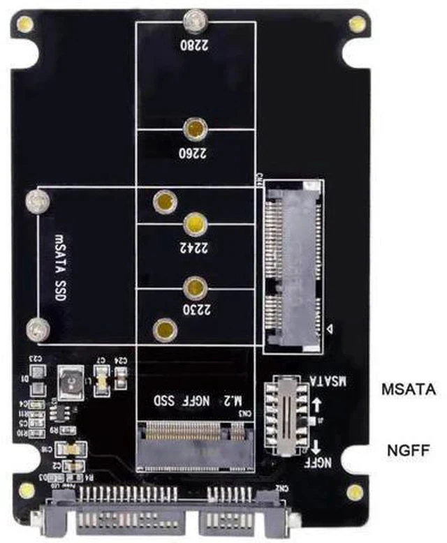 Alt view image 3 of 7 - M.2 NGFF B-Key + mSATA to SATA 3.0 Adapter Enclosure With Power Switch Dual SSD Converter