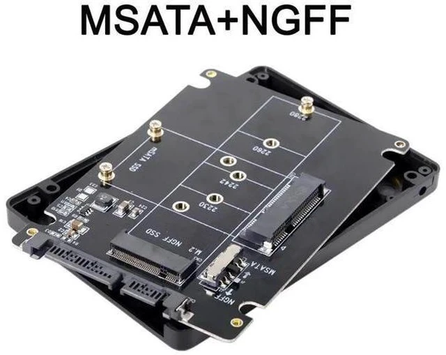 Alt view image 5 of 7 - M.2 NGFF B-Key + mSATA to SATA 3.0 Adapter Enclosure With Power Switch Dual SSD Converter