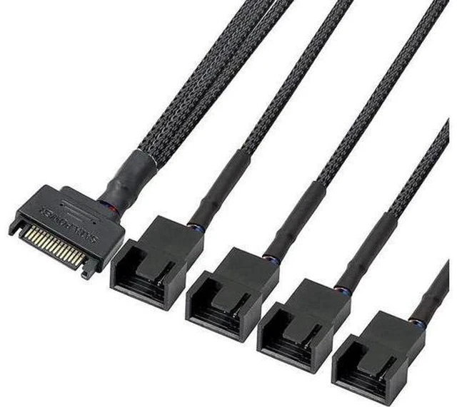 Alt view image 3 of 5 - ATA to 3 Pin 4 Pin Fan Sleeved Power Splitter Cable Adapter,15Pin SATA to 4 x TX3 / TX4 (PWM) 12V PC Case Fan Cooler Y Splitter Power Extension Cord - 10 Inch,Black