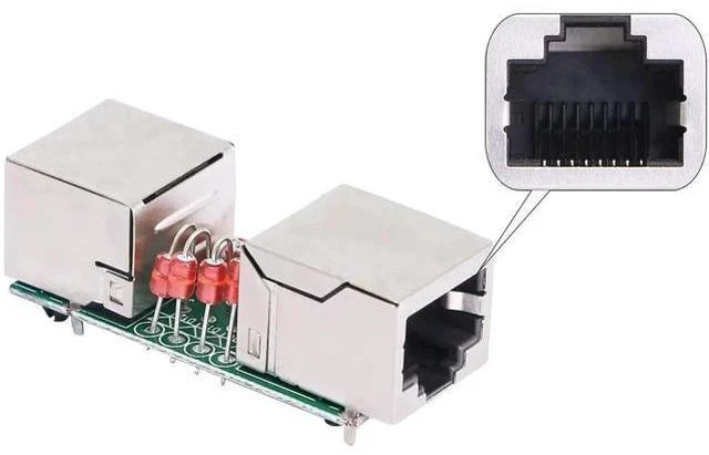 Alt view image 4 of 6 - 2 Pack RJ45 Female to Female Ethernet Surge Protector, Outdoor LAN Network Surge Arrester, Lightning Protection Inline Extension Coupler Adapter