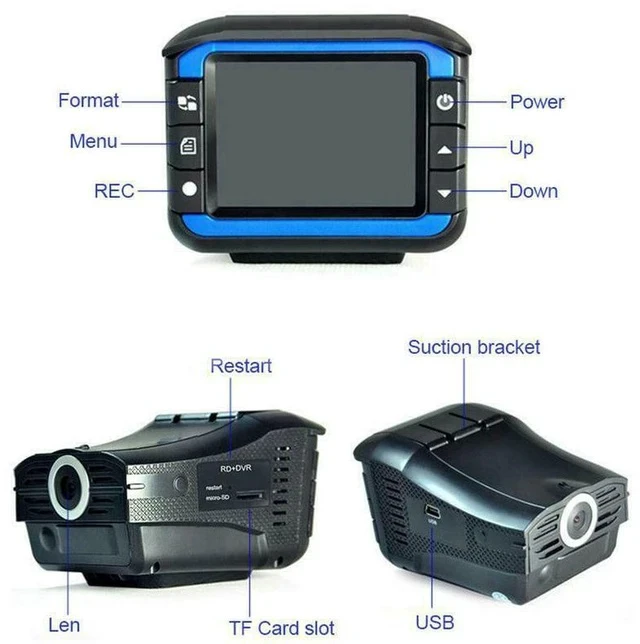 Alt view image 4 of 7 - VG3 Radar Detector & Dash Cam 2-in-1 Vehicle Radar with Multi-Language Voice Alerts for Speed / Red Light / Road Safety Alerts