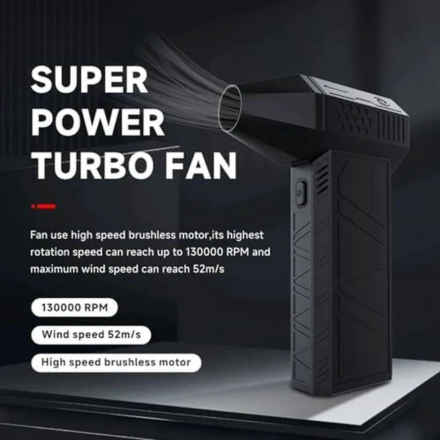 Alt view image 2 of 7 - Super Powerful Turbo Fan Brushless with USB Rechargeable for Dust Snow Blowing, 130000RPM Handheld Electric , 52m / S Wind Speed Duster Fan, Black, Bewinnerif7c16eaok